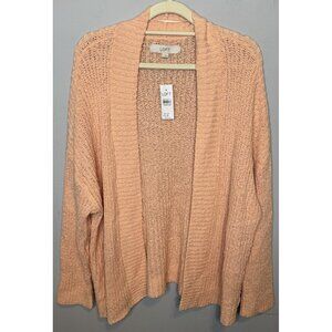 Ann Taylor Loft Peach Cardigan Large New With Tags Open Front Knit